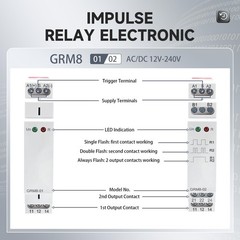 GRM802 Electronic Latching Memory Relay 16A 2SPDT Din Rail AC/DC12V240V