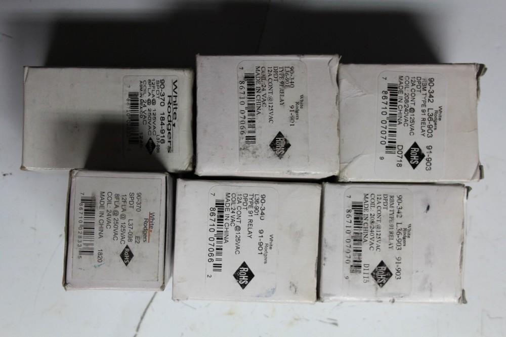 WHITE-RODGERS Heavy-Duty General Purpose Relay LOT 6pcs 90-342 90-340 90-370