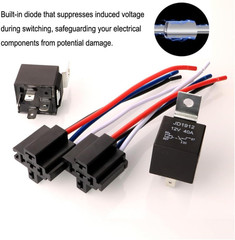 2Pcs JD1912 Car Relay Harness 12V 40A 4 Pin SPST 12AWG Harness Sockets