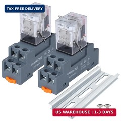 2PCS Electromagnetic Power Relay, 8-Pin 10A 24 DC Relay Coil with Socket Base, L