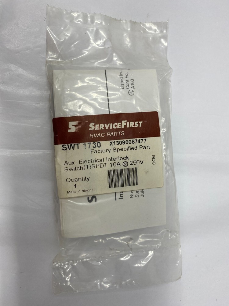 Trane ServiceFirst SWT1730 Aux. Electric Interlock Switch SPDT 10A @250V