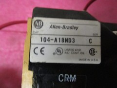 ALLEN-BRADLEY 104-A18ND3 SER. C REV CONTACTOR W/ 100-A18ND3 – USED – FREE SHIP