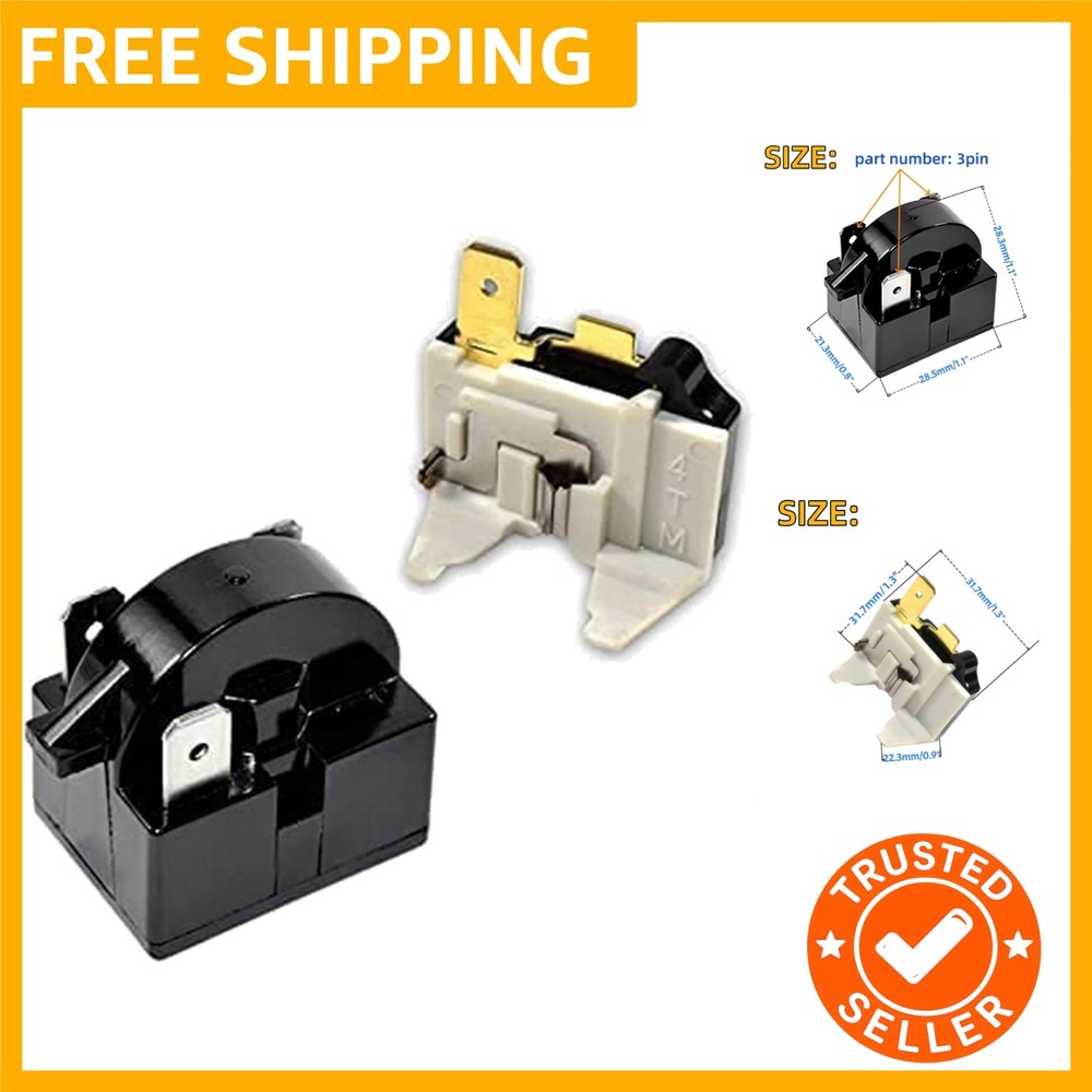 4.7 Ohm 3Pin PTC Starter/Start Relay and 1/2-1/12Hp Overload Kit Compatible w…