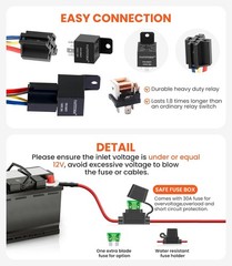 12V Electric Fuel Pump Waterproof Relay Kit Heavy Duty Long Wiring Harness Kit 6