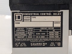 Square D Class 8501 Type X Series A Relay, 8-12 Pole Max, Pre-Owned, As Shown