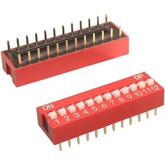 40PCS Double Row DIP Switch Kit 1-12 Position 2.54mm PCB Slide Toggle Red