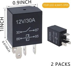 2 Pcs Waterproof 4-Pin 12V 30A Relay Switch, Universal for Motor Model: 4-PIN