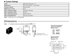 2pcs OMRON G6N2 4.5VDC DPDT Relay, 2.0A @ 30VDC, 0.5A @ 120VAC, 5V, PCB, Lot