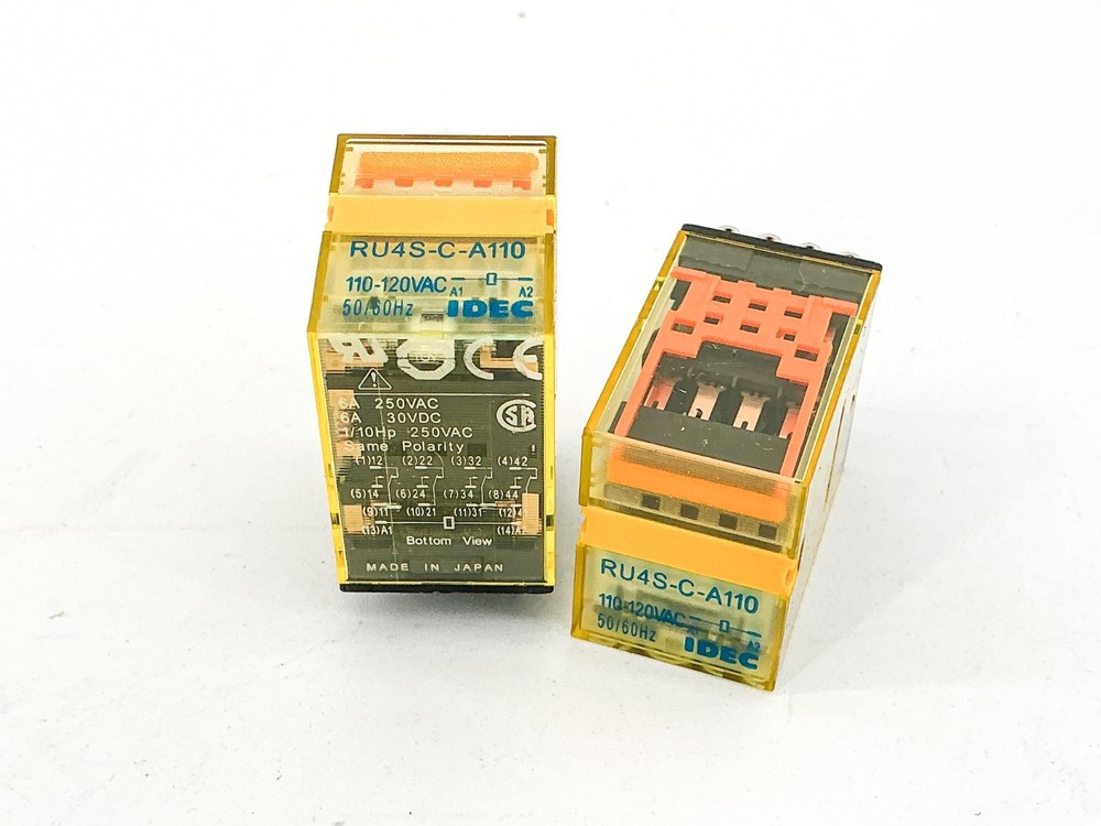 New Lot of 2 IDEC RU4S-C-A110 Relay 110-120Vac 1/10HP – No Box