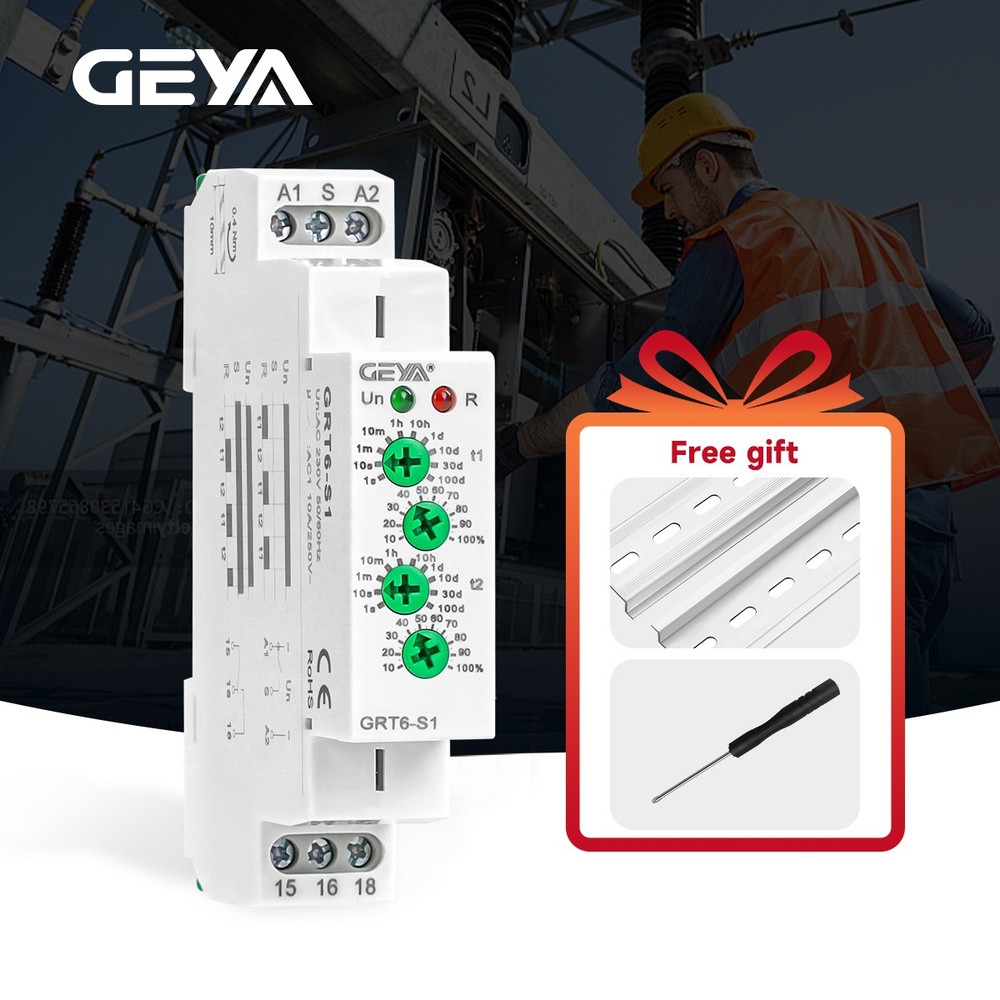 GEYA Asymmetric Cycle ON/OFF Timer Relay Switch 16A AC/DC12-240V Cycle Din Rail