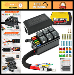 6 Way Waterproof Relay Box with Built-in Diodes, Pre-Wired 12V Panel for Car/Boa