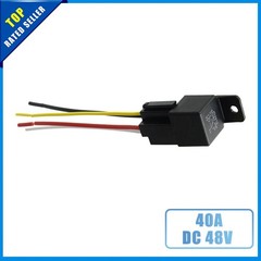 Universal DC 48V 40A SPST Relay 5 Pin 4 Wires w/ Harness Socket Plug Pack of 1