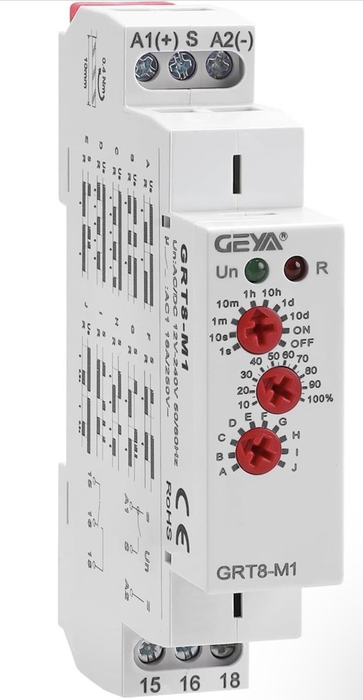GAEYAELE 16A Multifunction Time Relay with 10 GRT8-M1,AC/DC12V~240V, GRT8-M1