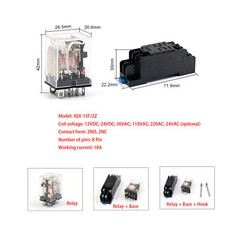 Electromagnetic Relay Set 12VDC 24VDC 36VAC 110VAC 220AC 24VAC Coil Power Relay