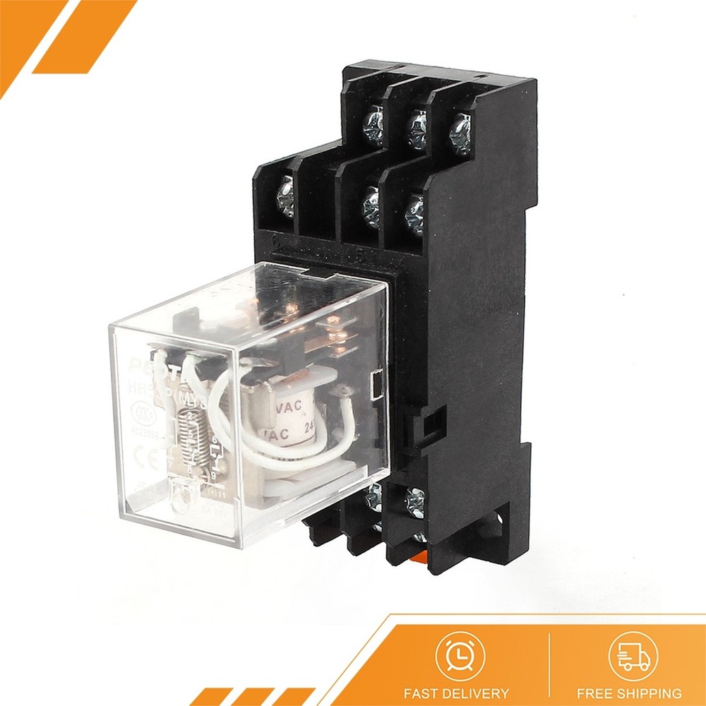 AC 24V Coils 11 Pins 3PDT Electromagnetic Power Relay w Socket Base