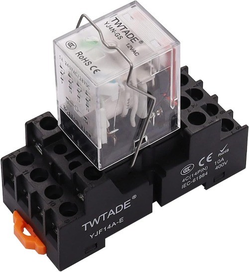AC 12V Relay 5A Electromagnetic Power Coil Relay 14 Pin 4PDT 4NO+4NC HH54P MY4J