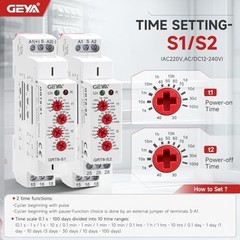 Asymmetric Cycle Timer 1SPDT Relay 16A AC/DC 12V-240V DIN Rail Mount LED