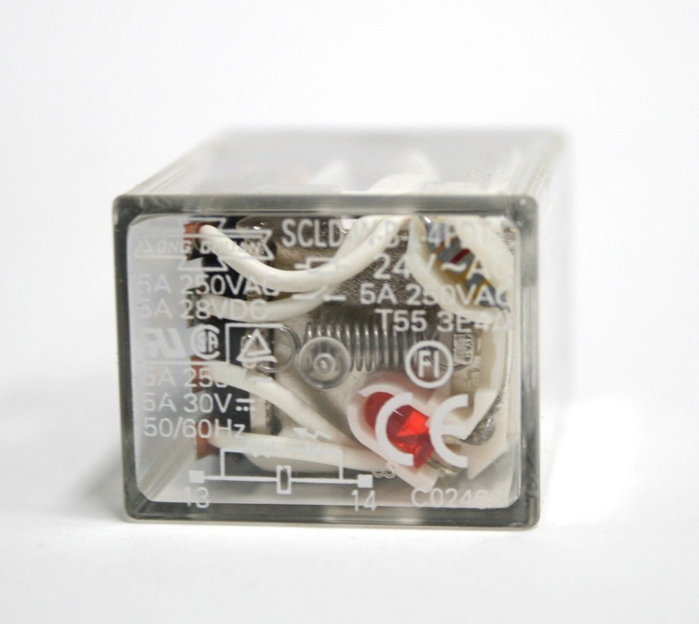 SCLD-W-B-L-4PDT-C 4P 5A 250VAC Plug In Multi Purpose Relay 24VAC Coil Lot of 10
