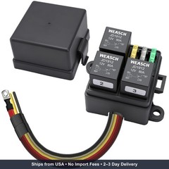 12V 3 Way Pre-Wired Fuse Relay Box Kit with 3 x 4-Pin 80A Relays | 3 ATC/ATO Slo