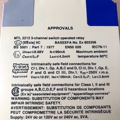 MTL 2212 SWITCH OPERATED RELAY 3-CHANNEL
