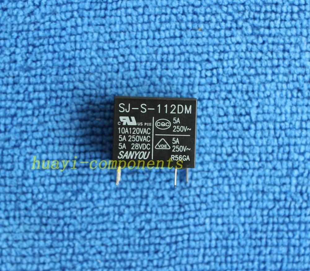 10PCS SJ-S-112DM 12V 4pins SANYOU 5A 250VAC Relays