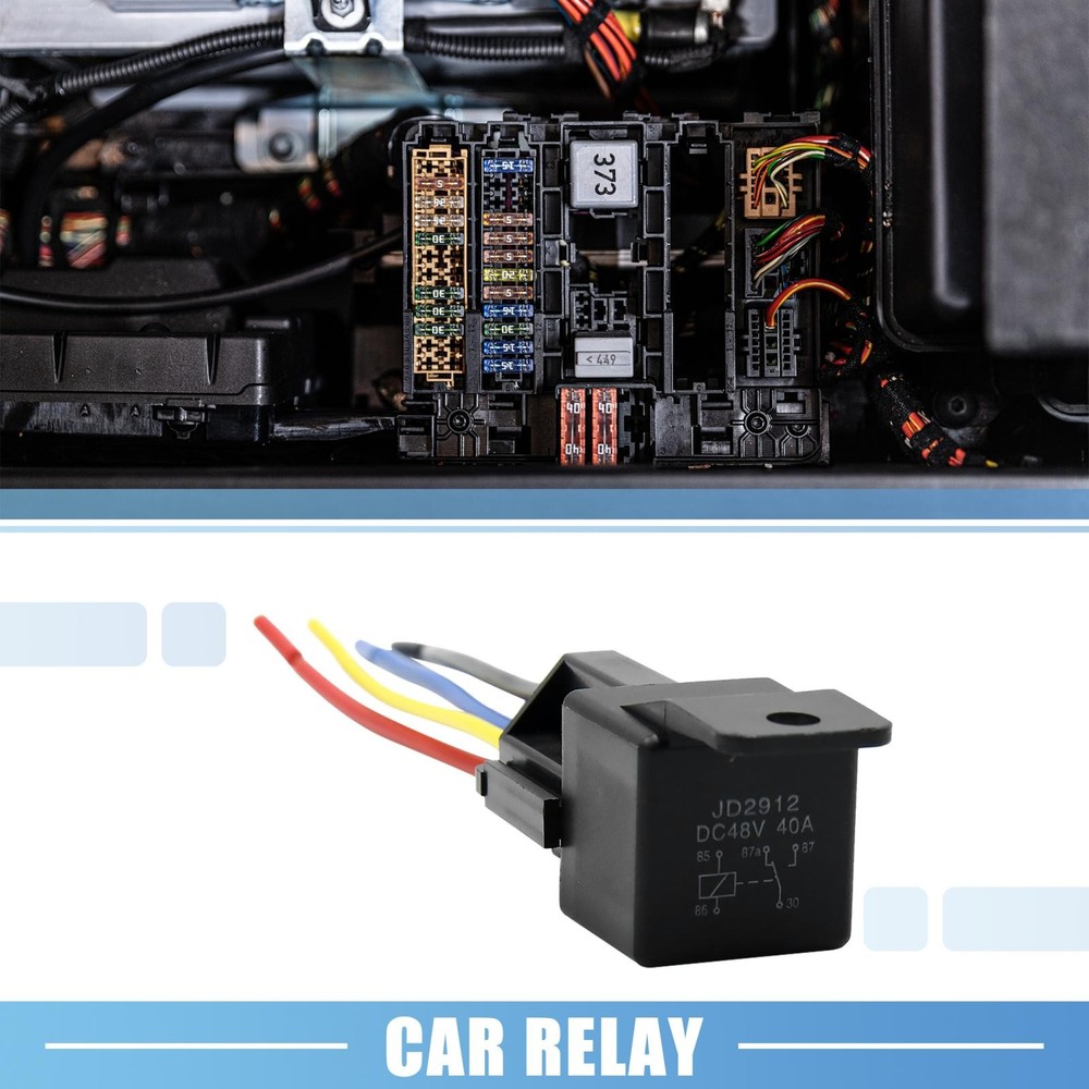 JD-2912 5 Pin DC 48V 40A Universal Motor Fuse Relay Switch Power with Harness