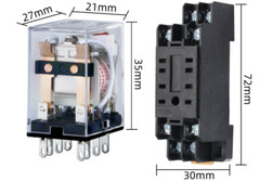 AC 24V 5A Coil DPDT 8 Pin Red LED General Purpose Power Relay w Socket Base