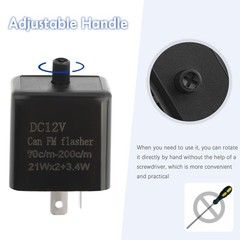 2PCS 12V LED Flasher Relay 2 Pin,Adjustable Turn Signal Relay for Repairing Moto
