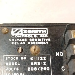 Zenith Voltage Sensitive Relay Assembly ARS-2 K-1122 208/240 Volt 10 Amp