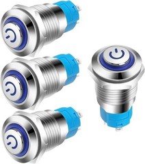 IP65 Waterproof Push Button 12mm 3A 12 24V LED Indicator L Size: 12mm-blue Led