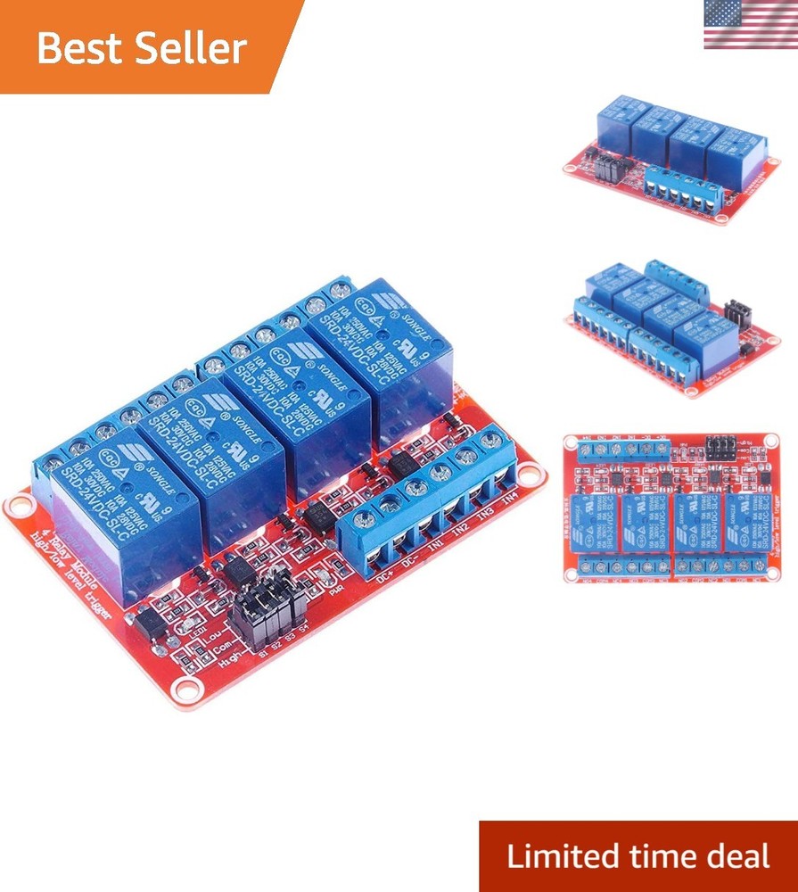 4 Channel 24V Relay Module with OPTO-Isolation Support High Low Trigger for P…
