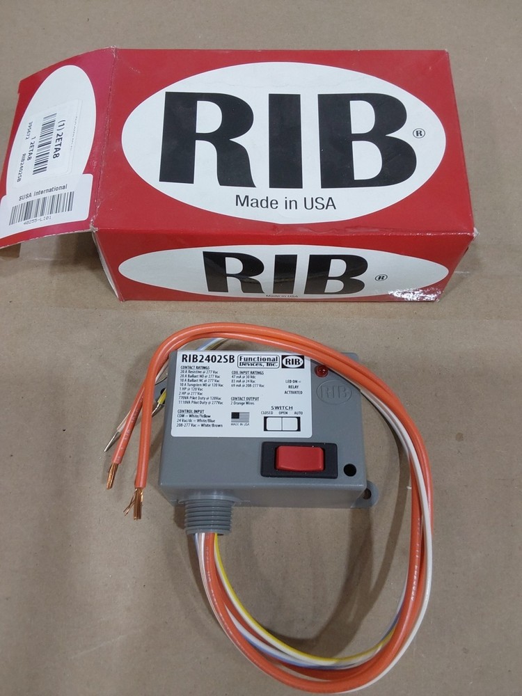 RIB RIB2402SB Pre-Wired Relay,277VAC,SPST-NO,20A 2ETA8