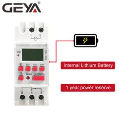 GEYA Programmable Digital LCD Timer Weekly Electronic Switch 30A AC/DC 12-240V