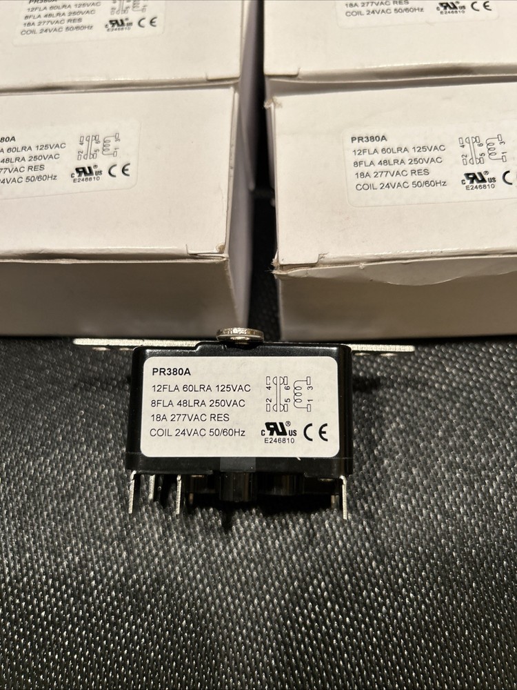 4 Heavy Duty PR380A 12fla 60LRA 125 Vac 18A 277VAC Res Coil 24 VAC 50/60 hz
