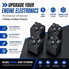 4 Pack 12V 40A Automotive Marine Electrical Relay Switches Compatible With Ca…