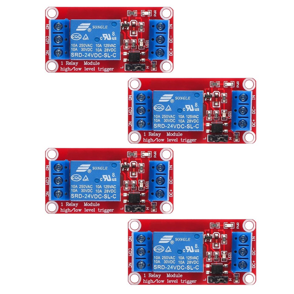 24V Relay Module 4pcs Opto Isolated DC Relay Board 10A for MCU Raspberry CNC