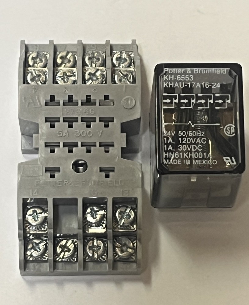 Potter & Brumfield KHAU-17A16-24 Relay With P & B 27E166 Socket Base