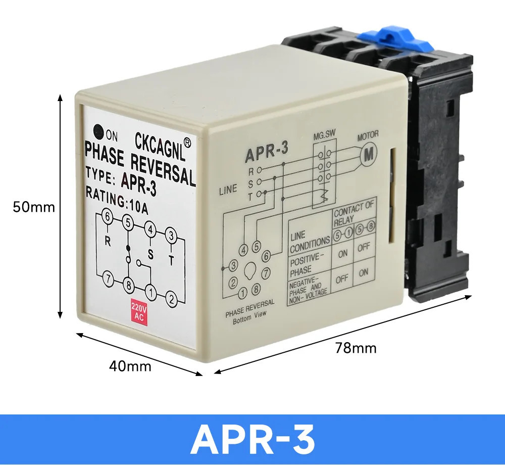 3 Phase Reversal Controller Sequence Relay APR-3 -4 Failure Protection 220/380V