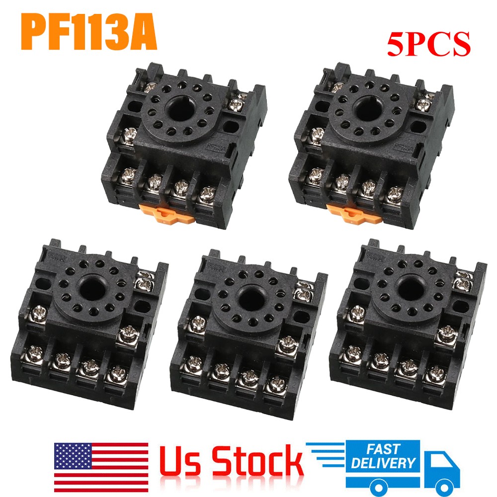 5pcs 11 Pin Screw Terminals PF113A Relay Base Socket for Time Delay US Stock