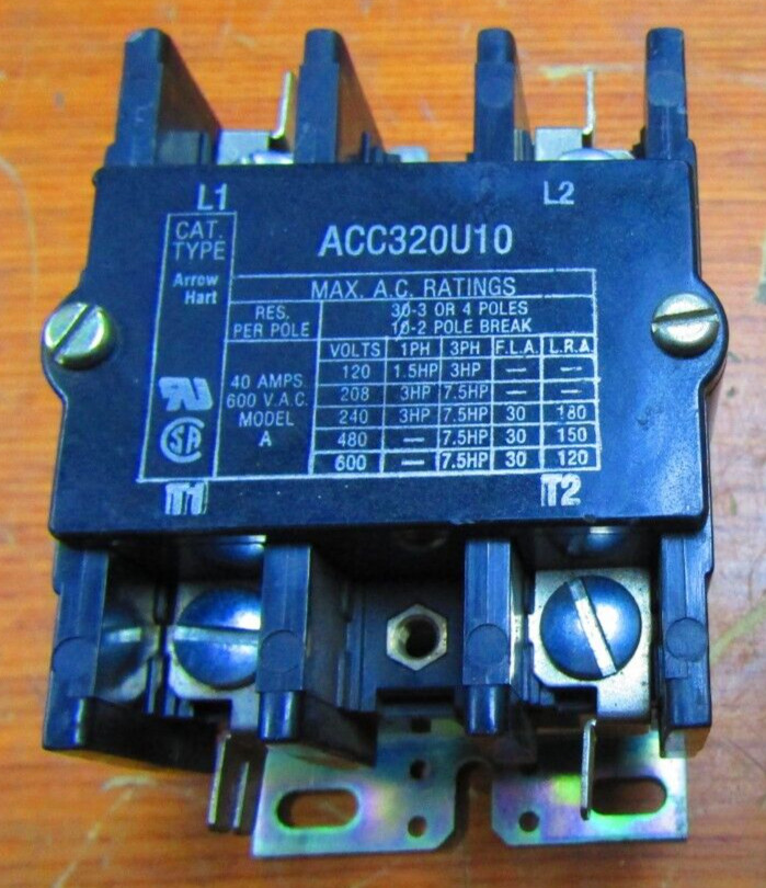 🤓 NEW ARROW HART 40A 600V 3PH 7.5HP AC RELAY ACC320U10