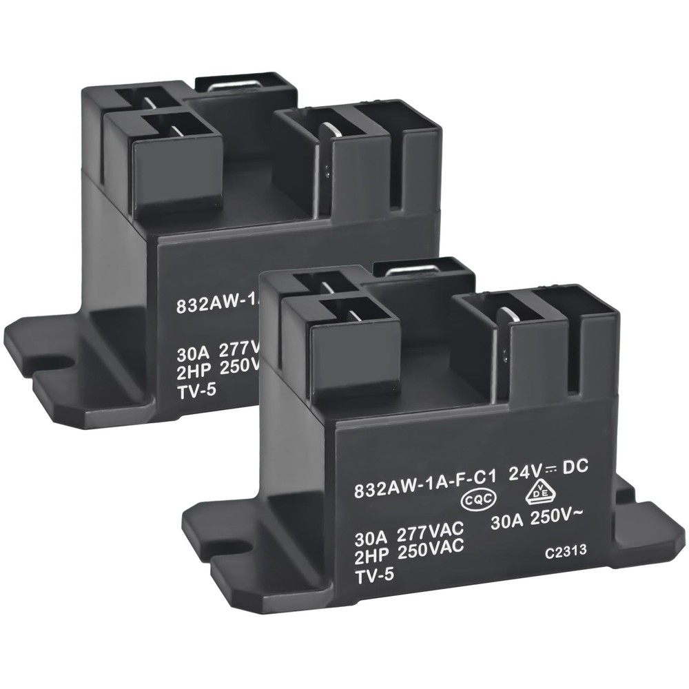 832AW-1A-F-C1 24VDC 30A 250VAC SPDT Quick Connect Power Relay HVAC 2 PCS