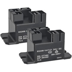 832AW-1A-F-C1 24VDC 30A 250VAC SPDT Quick Connect Power Relay HVAC 2 PCS