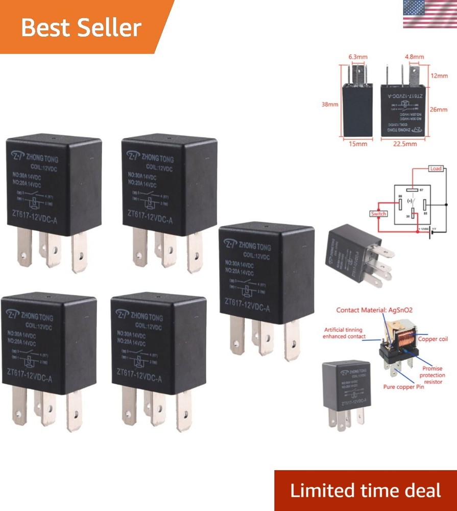 Waterproof SPST 4-Pin Relay Switch Set – Heavy Duty Electrical Components