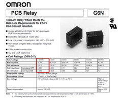 2pcs OMRON G6N2 4.5VDC DPDT Relay, 2.0A @ 30VDC, 0.5A @ 120VAC, 5V, PCB, Lot