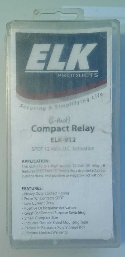 ELK 912 Compact Relay SPDT 12 VDC Form “C” Pos. or Neg. Activation (Box Of 6)