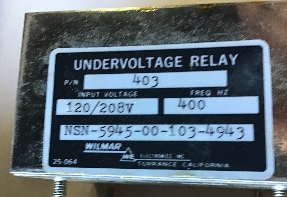 Wilmar Electronics Undervoltage Relay 403