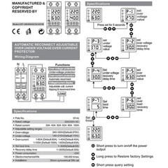 Digital Din Rail Relay A-Dual Display 40/63A 230V Adjustable Over Under Voltage