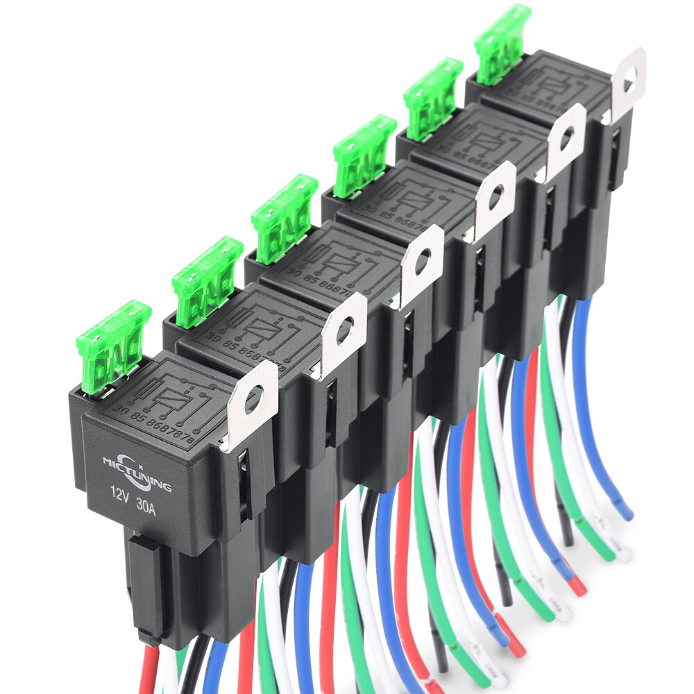 6 Pack 12V Fuse Relay Switch Harness Set 5 Pin SPST Automotive Electrical Relays