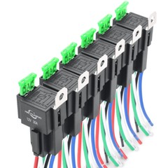 6pcs 5Pin Fuse Automotive Car Relay Switch Harness Set SPDT 14AWG Hot Wire BID