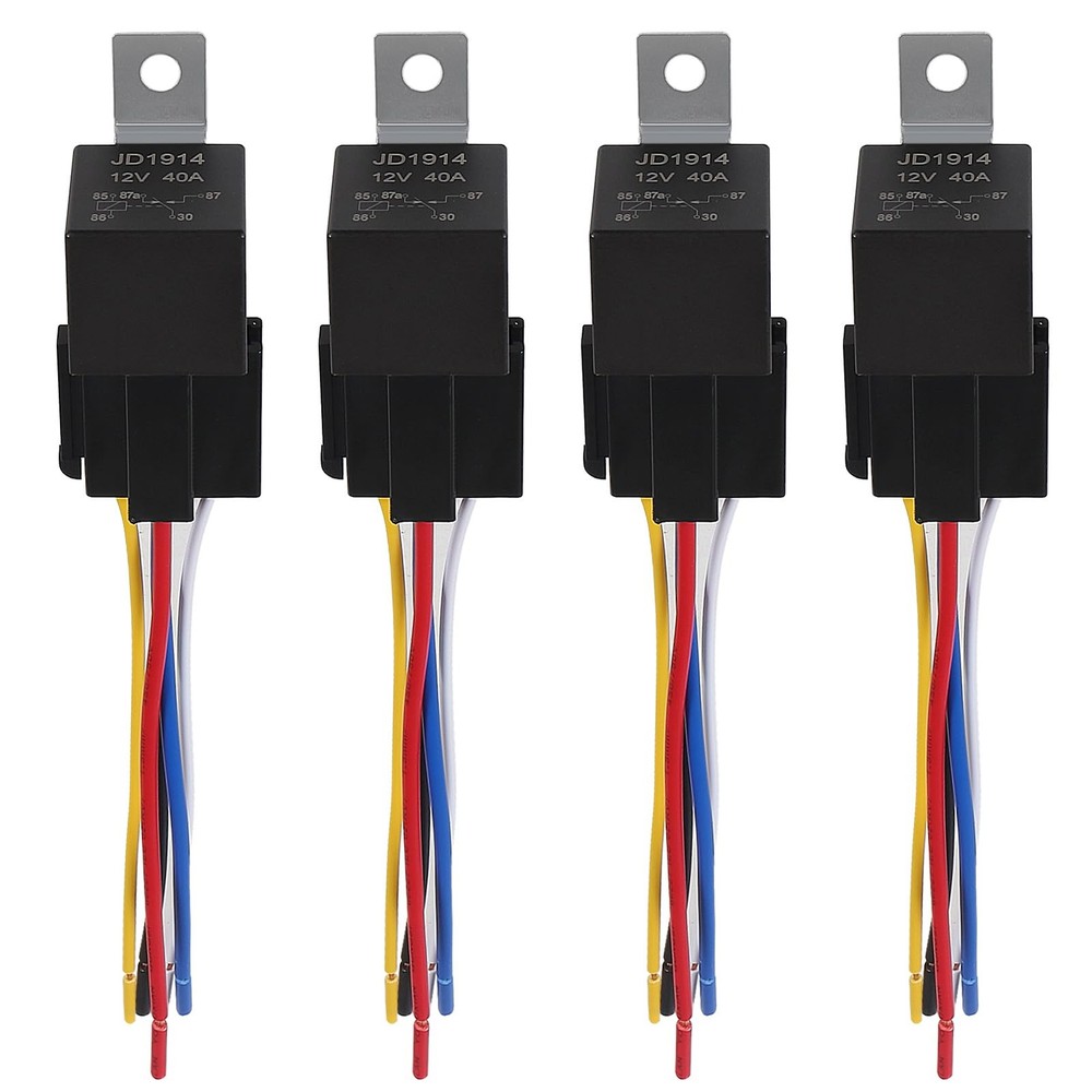 4Pack JD1914 12V 40/30 AMP DC Waterproof Relay and Harness Car Relay with Har…